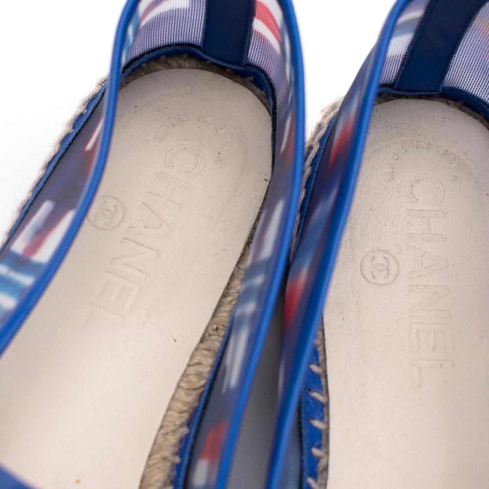 Black Chanel Red, White, and Blue Mesh Espadrilles SIZE 37