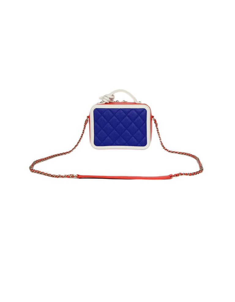 Chanel Vintage Red, Multicolor Tweed CC Charm Flap Gold