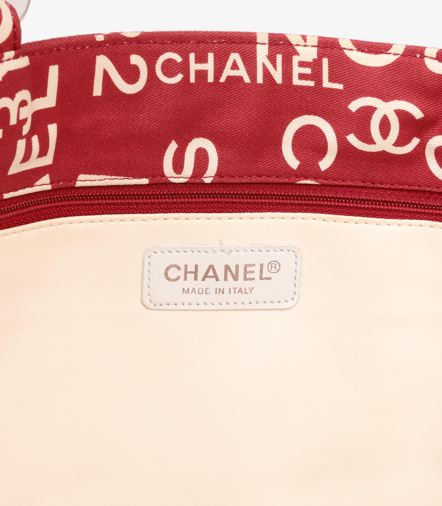 Chanel Red & White Patterned Canvas Vintage 31 Rue Cambon Beach Tote 4
