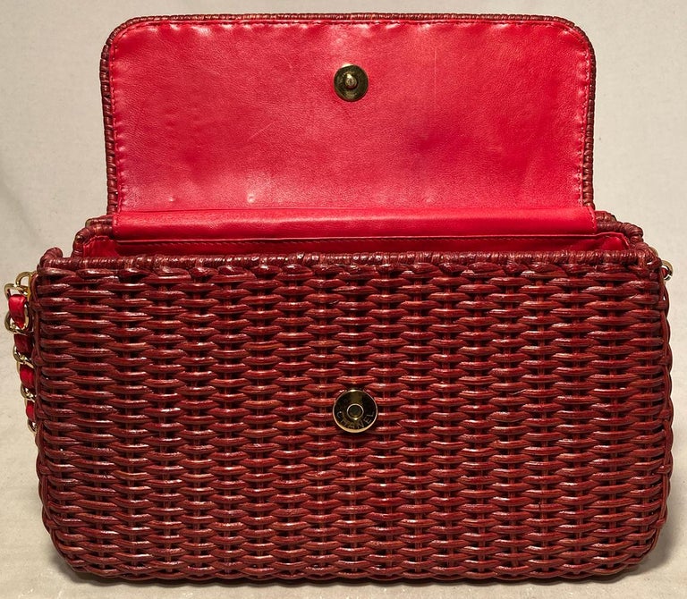 Sold at Auction: Chanel Red Wicker Classic Flap Shoulder Bag