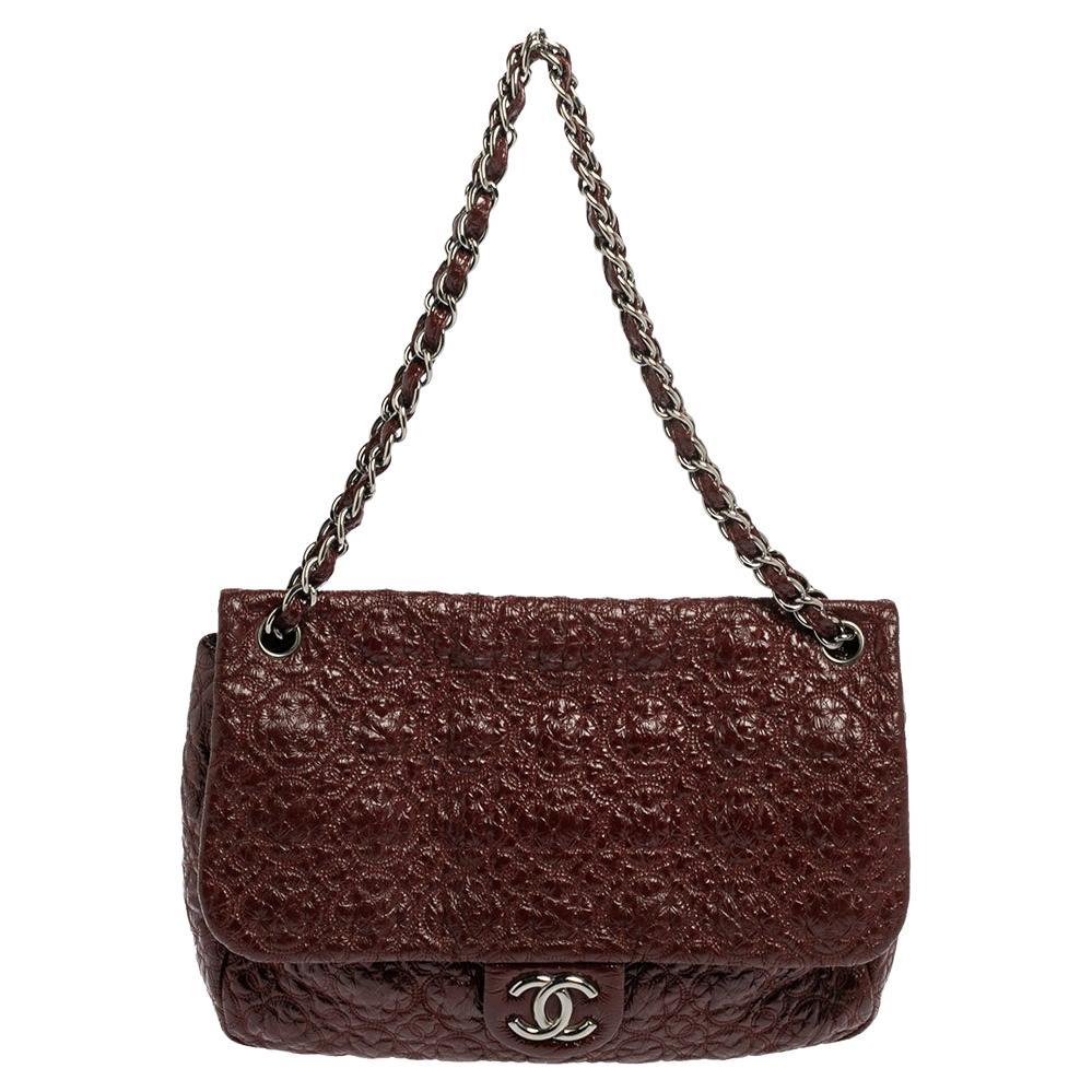Chanel Red Wine Vinyl Rock in Moscow Jumbo Classic Flap Bag