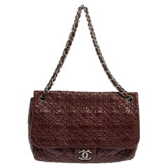 Chanel Red Wine Vinyl Rock in Moscow Jumbo Classic Flap Bag