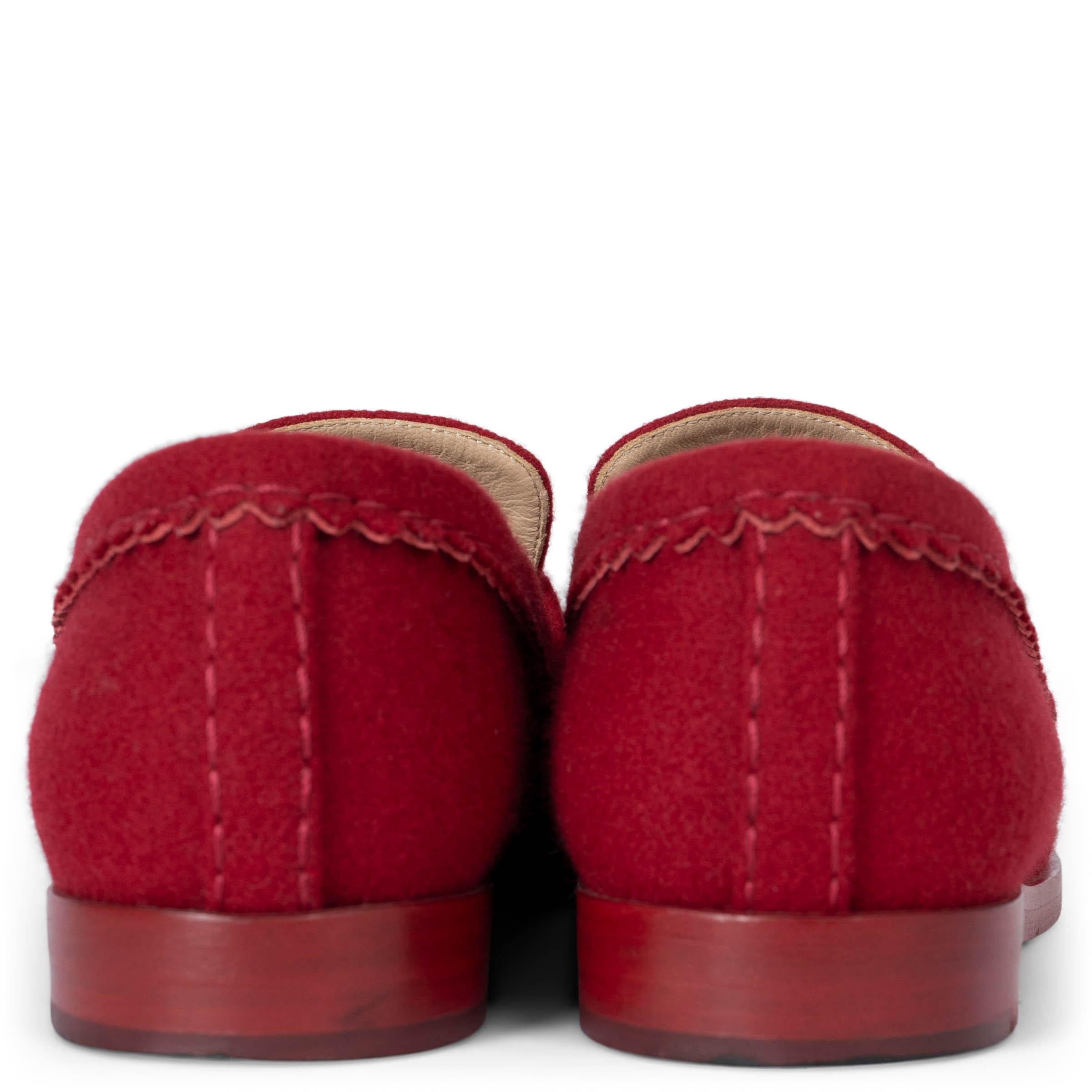 CHANEL laine rouge 15A SALZBURG FELT Penny Loafers Shoes 38.5 Pour femmes en vente