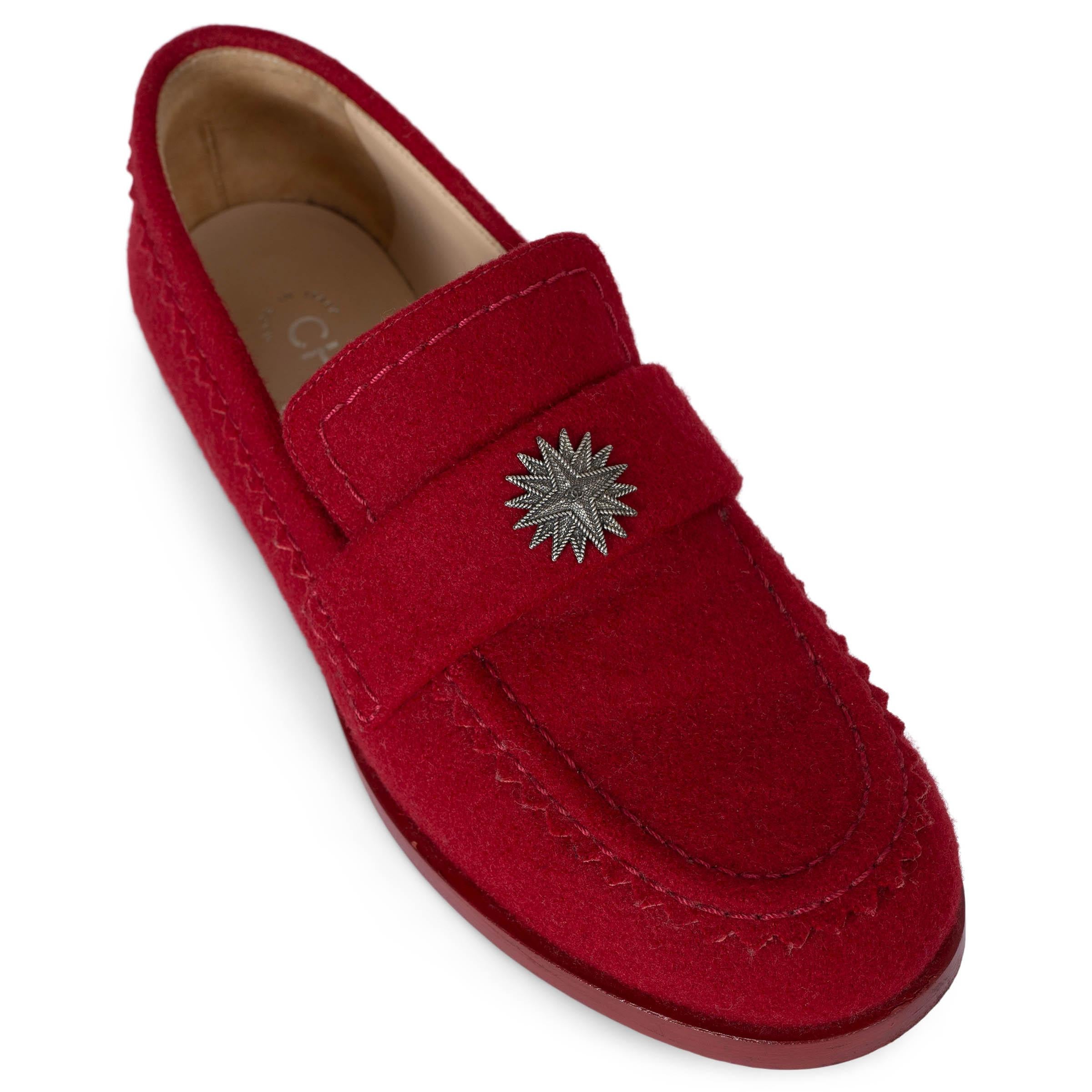 CHANEL laine rouge 15A SALZBURG FELT Penny Loafers Shoes 38.5 en vente 2