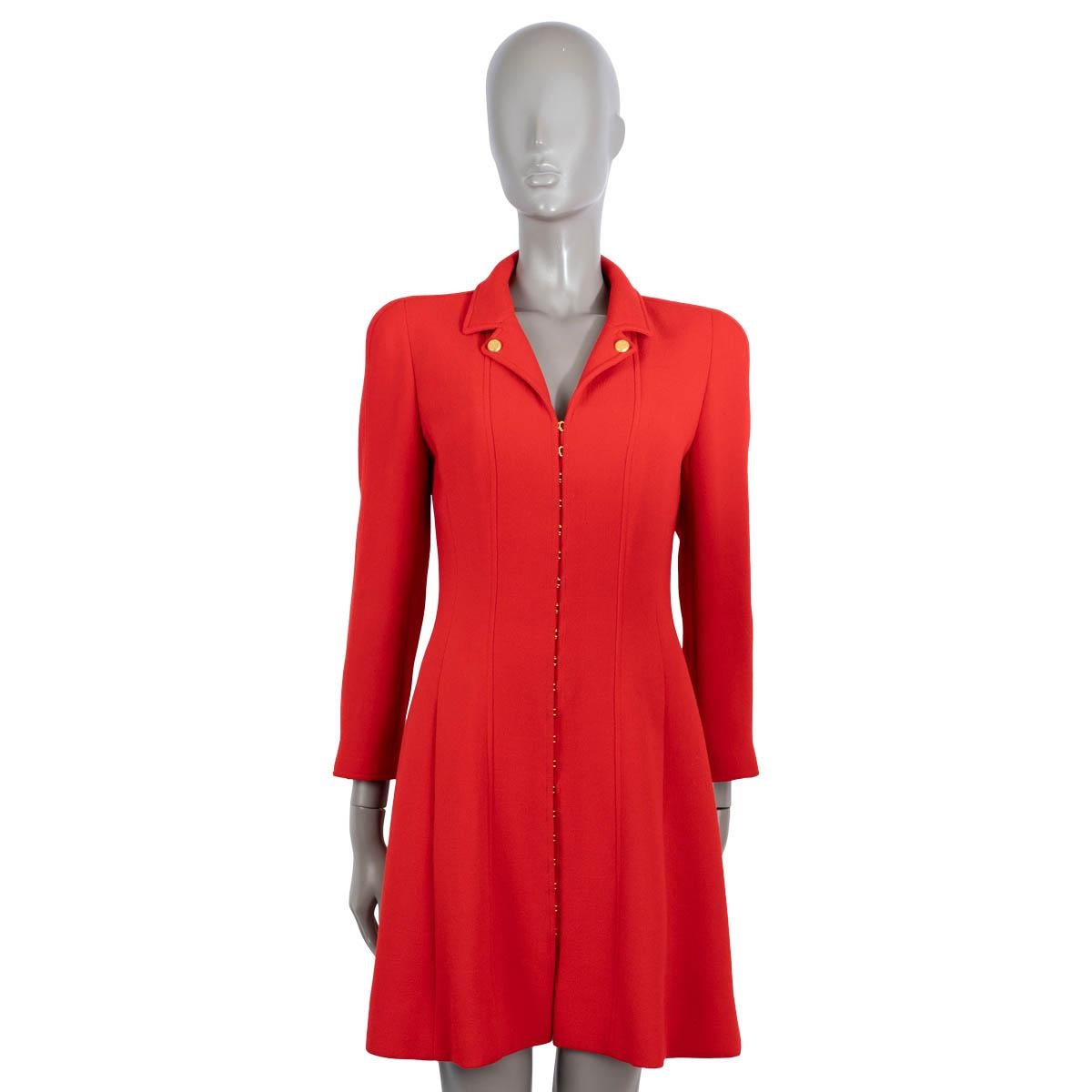 Red CHANEL red wool 1996 96A TAILORED Coat Jacket 40 fits XS For Sale