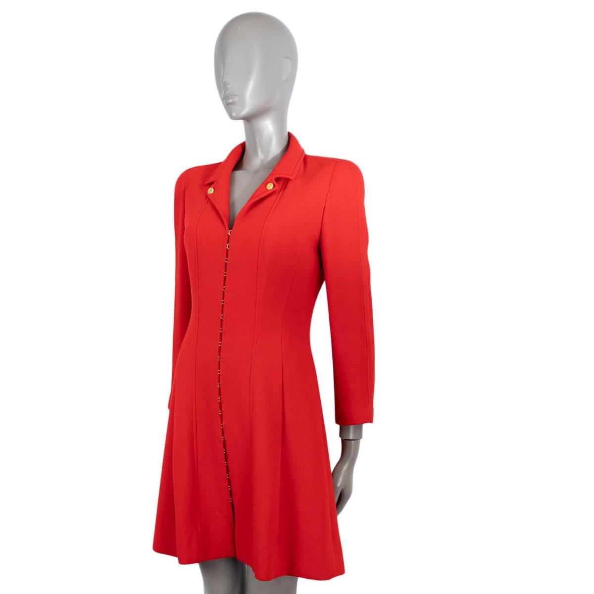 Women's CHANEL red wool 1996 96A TAILORED Coat Jacket 40 fits XS For Sale