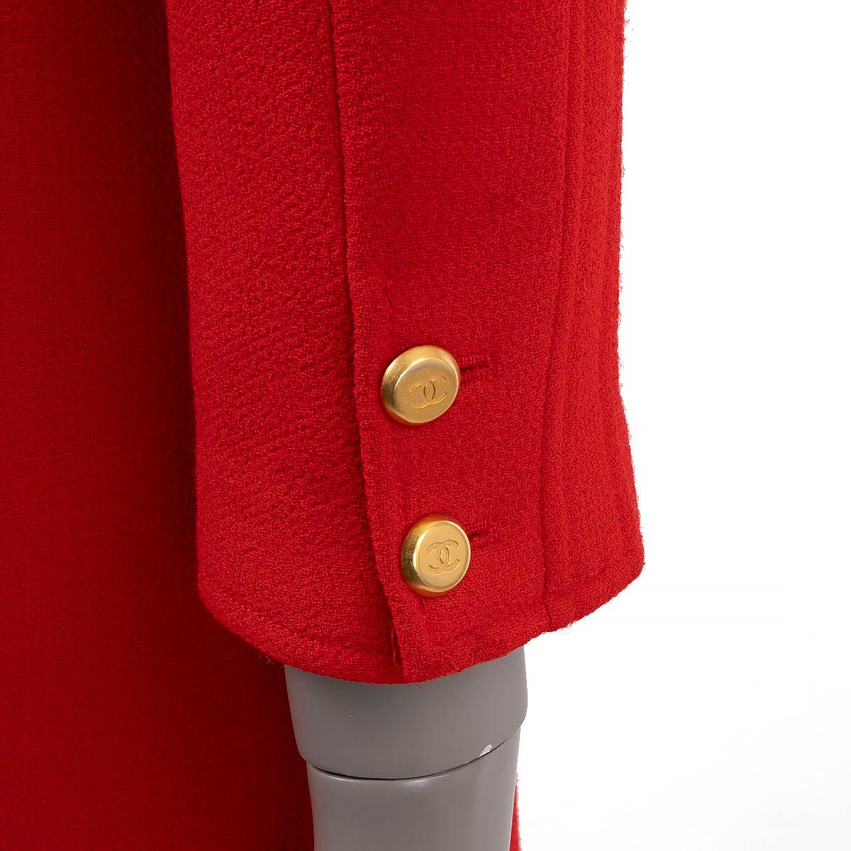 CHANEL red wool 1996 96A TAILORED Coat Jacket 40 fits XS For Sale 4