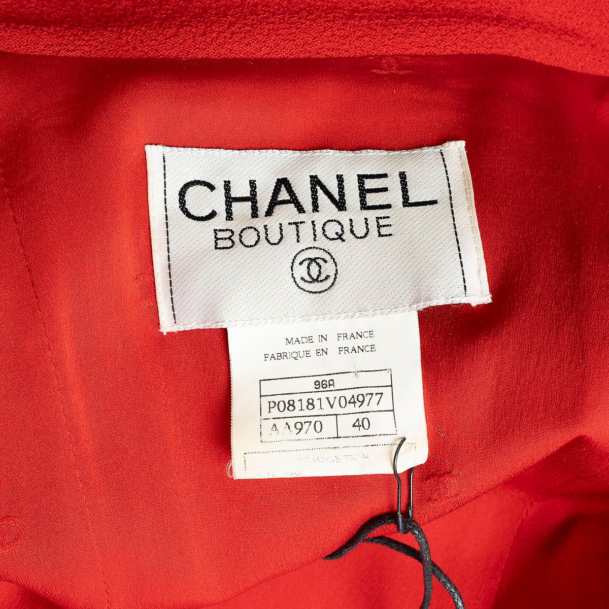 CHANEL red wool 1996 96A TAILORED Coat Jacket 40 fits XS For Sale 5