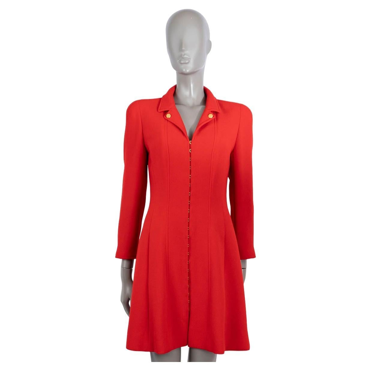 CHANEL red wool 1996 96A TAILORED Coat Jacket 40 fits XS For Sale