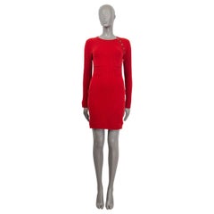 CHANEL red wool 2010 SHANGHAI LONG SLEEVE KNIT Dress 38 S