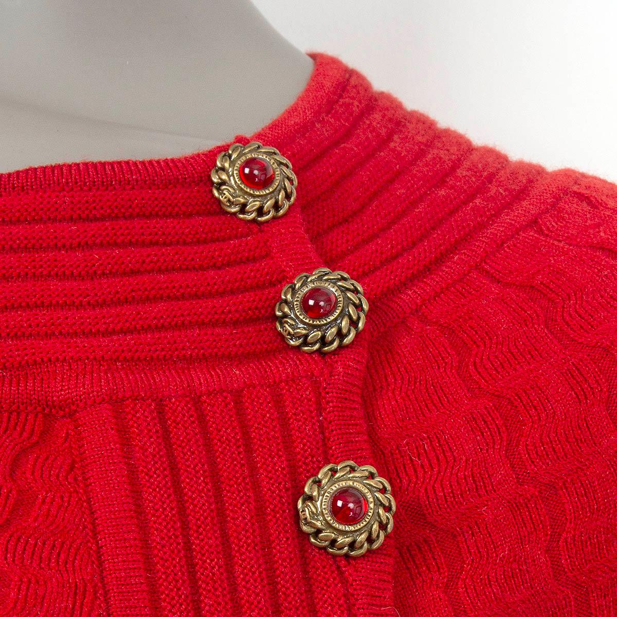 Red CHANEL red wool 2010 SHANGHAI LONG SLEEVE KNIT Dress 38 S For Sale