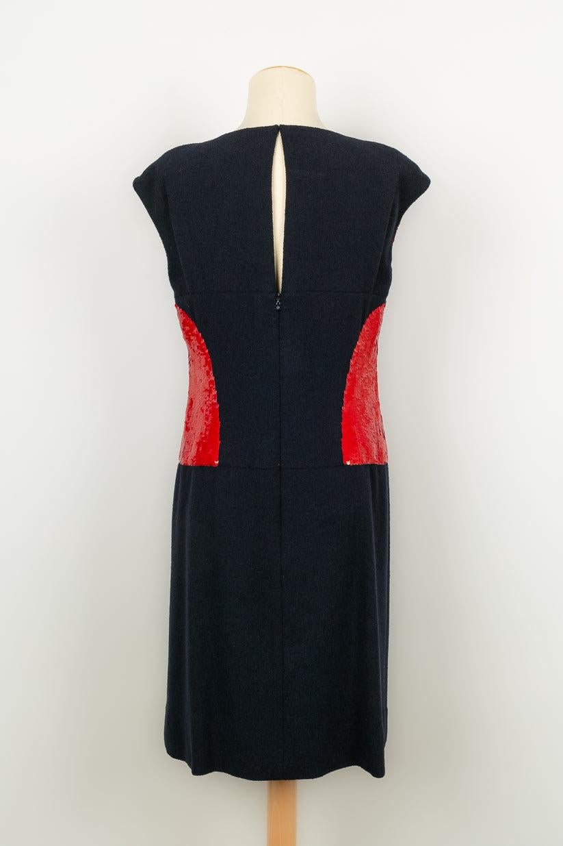 Chanel Kleid aus roter Wolle und Pailletten Damen im Angebot