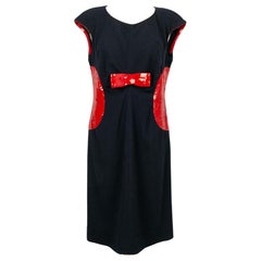 Robe Chanel rouge en laine et paillettes