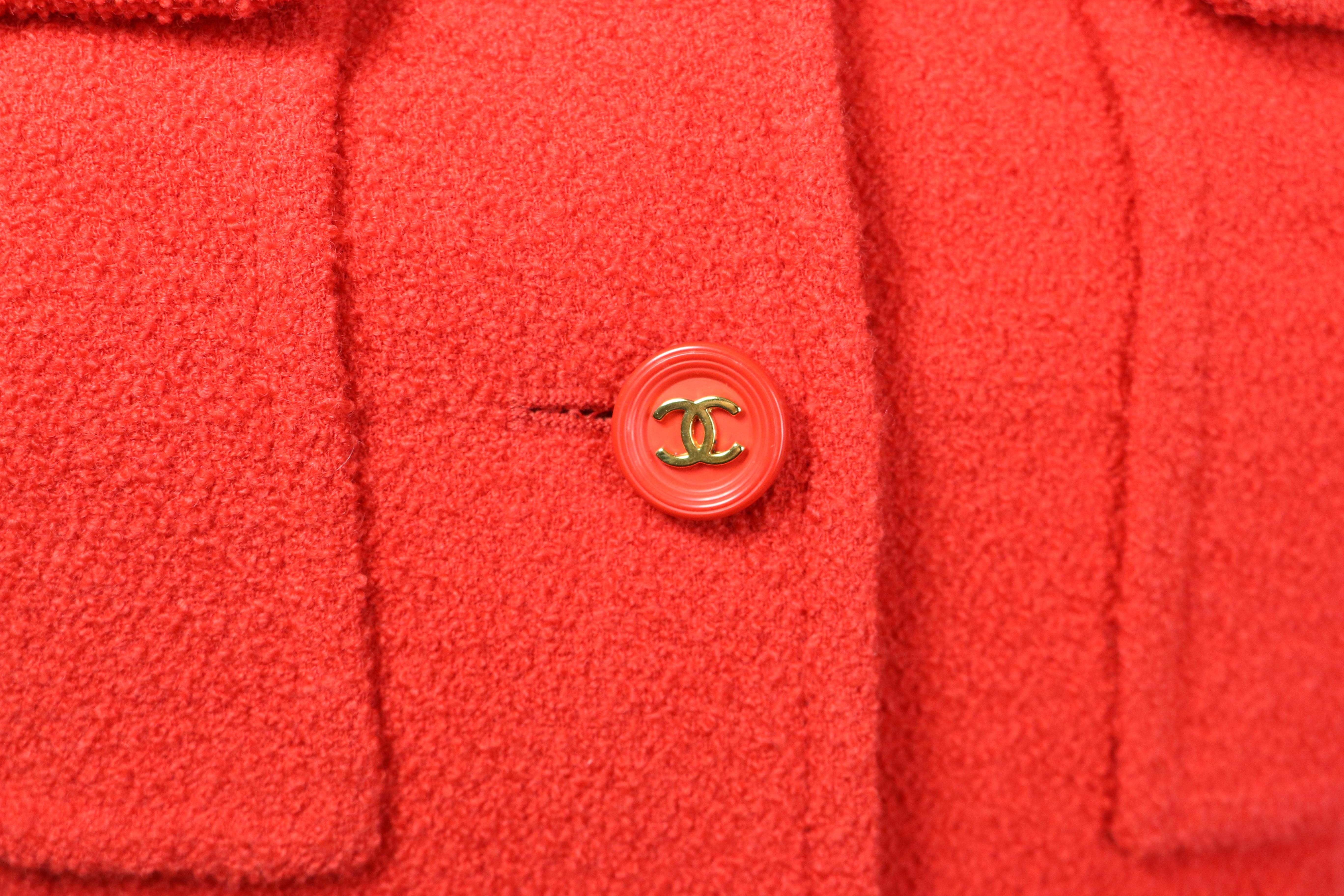 Chanel Red Wool Jacket  In Good Condition For Sale In Sheung Wan, HK