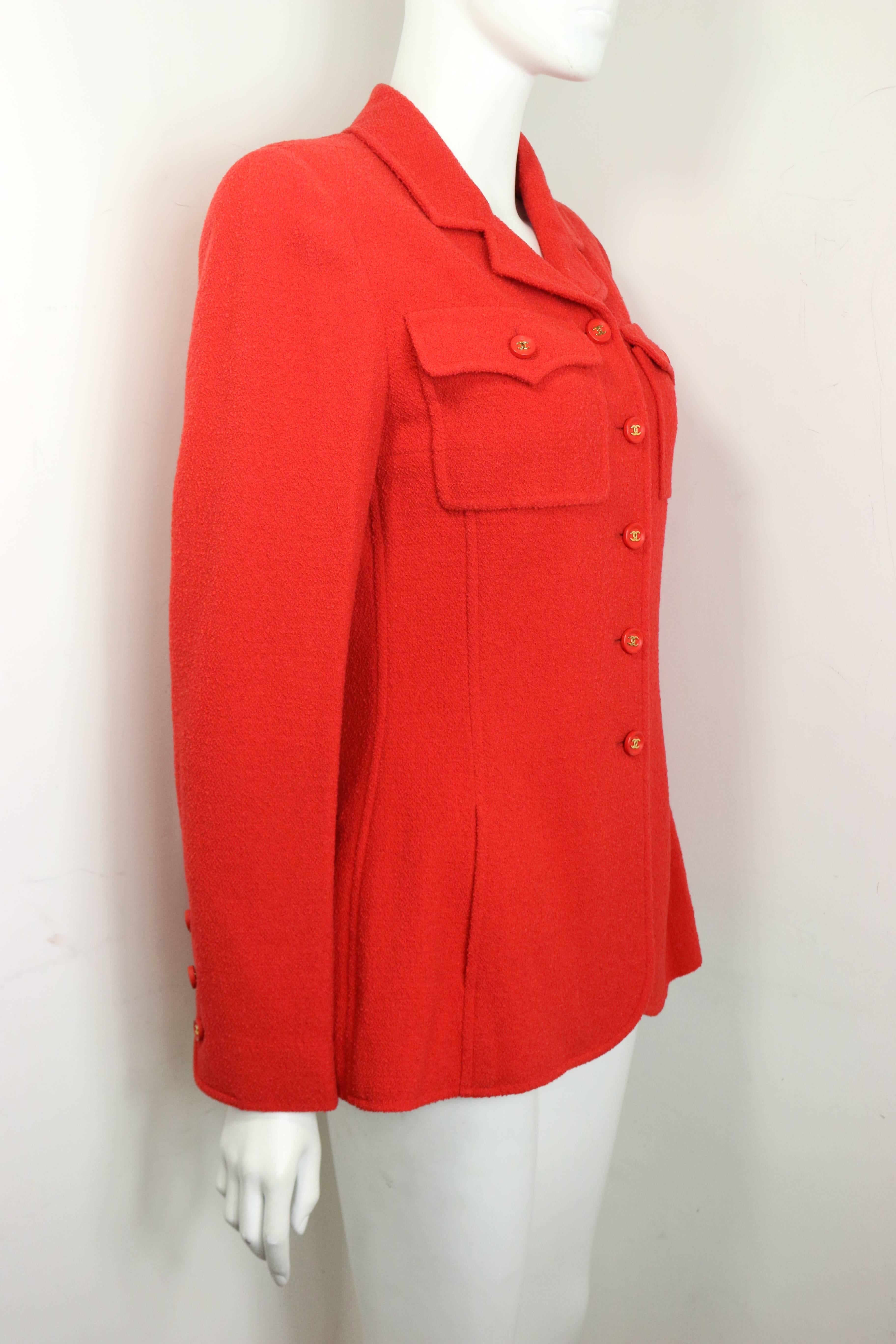 Women's or Men's Chanel Red Wool Jacket  For Sale