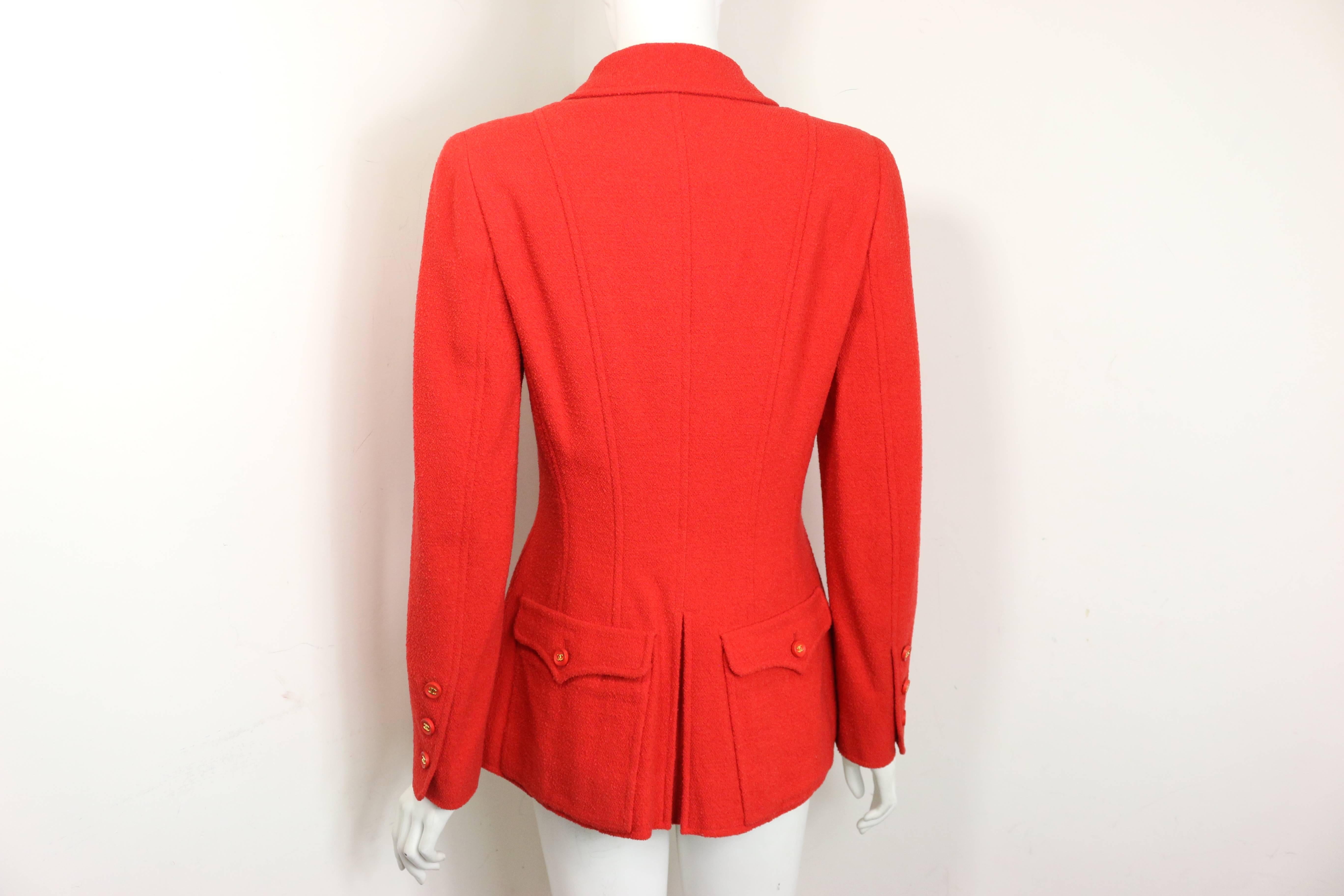 Chanel Red Wool Jacket  For Sale 1