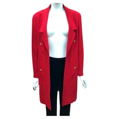 Retro Chanel Red Wool Long Coat 