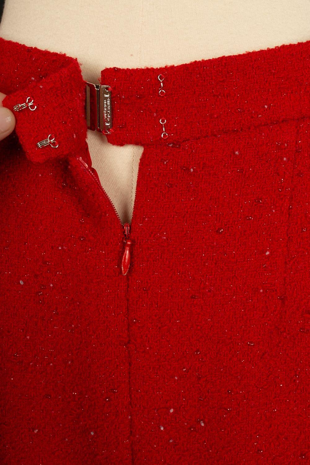Chanel Red Wool Sewn with Sequins and Silk Lining Suit Fall, 1993 10