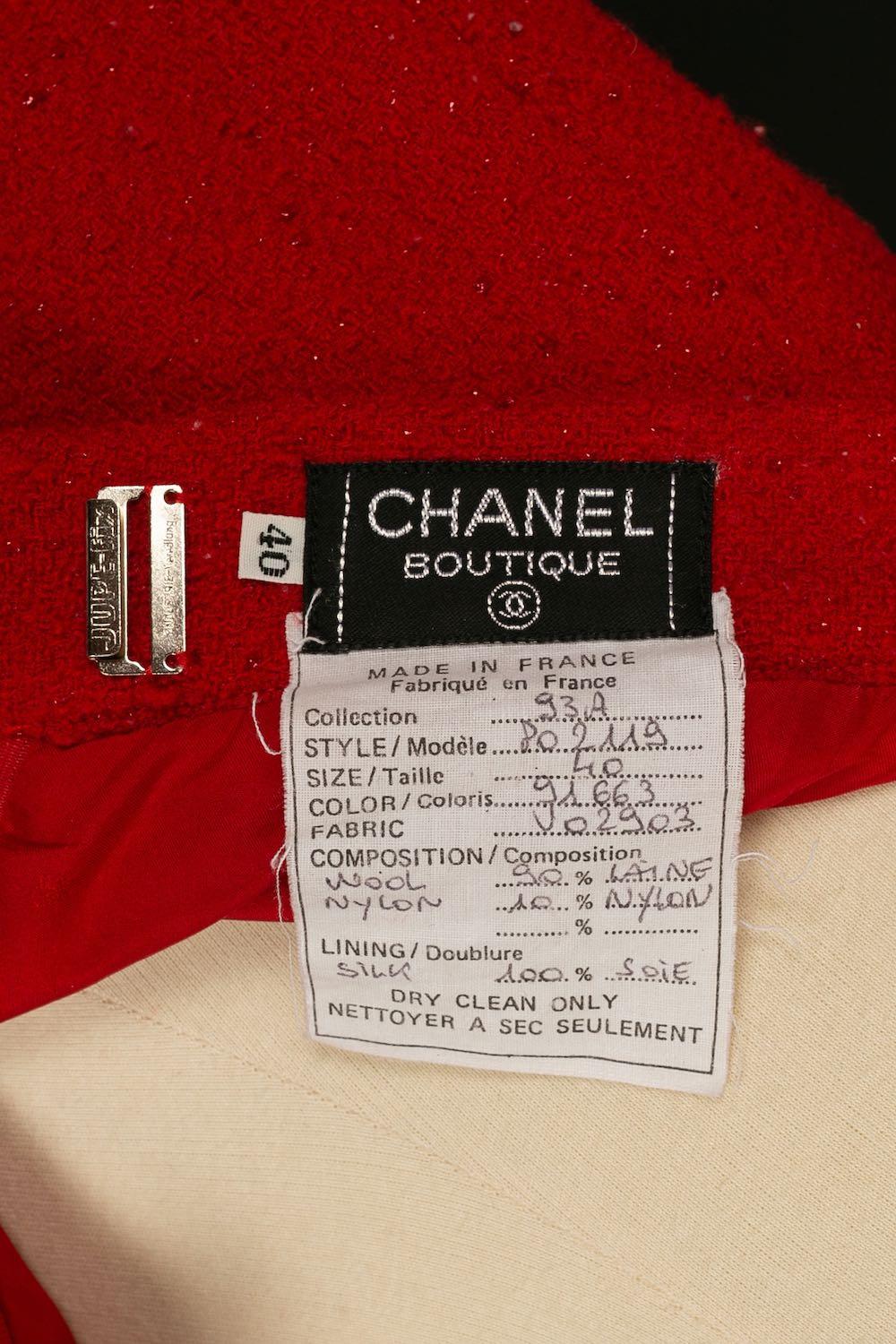 Chanel Red Wool Sewn with Sequins and Silk Lining Suit Fall, 1993 13