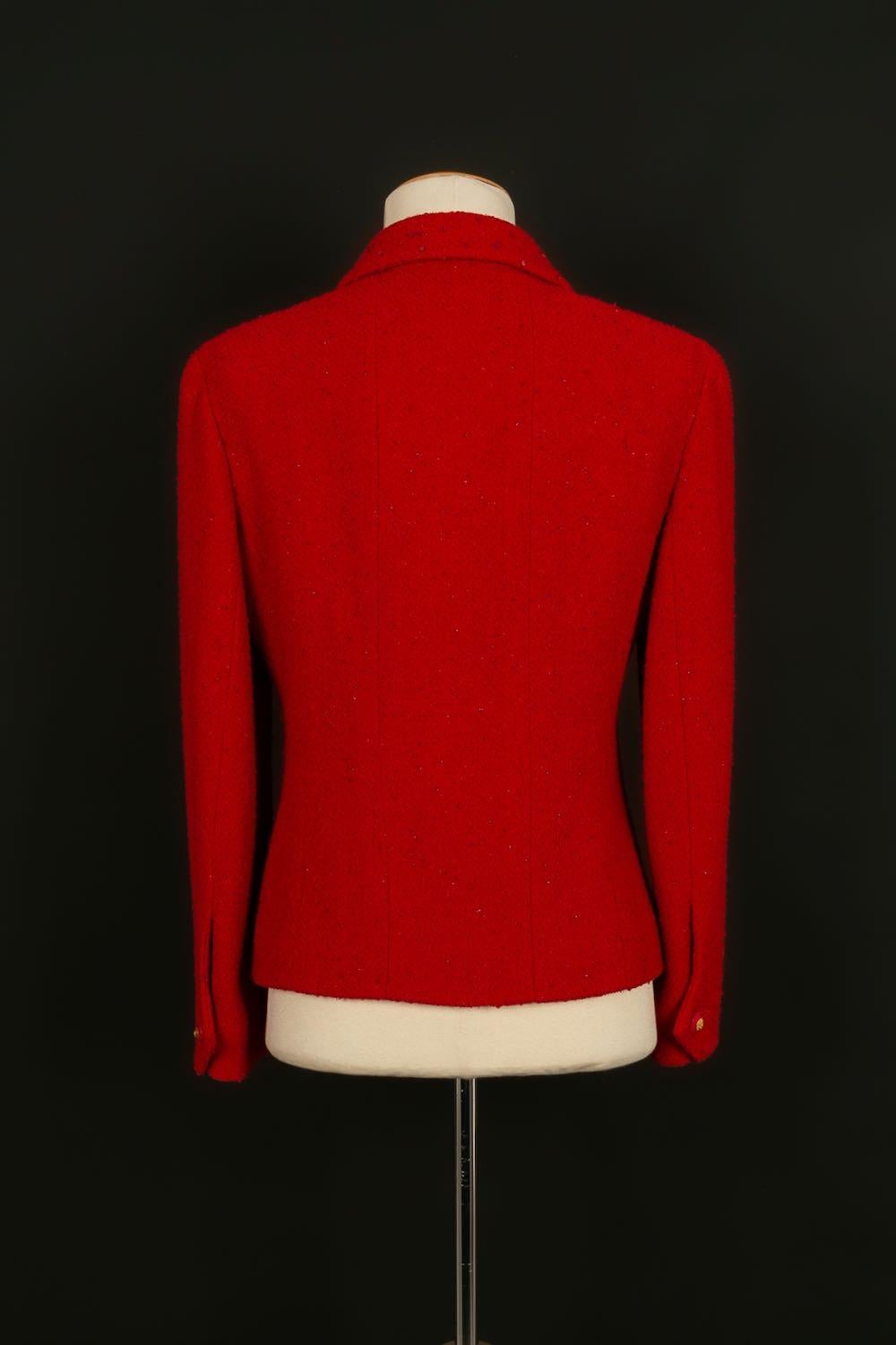 Chanel Red Wool Sewn with Sequins and Silk Lining Suit Fall, 1993 2