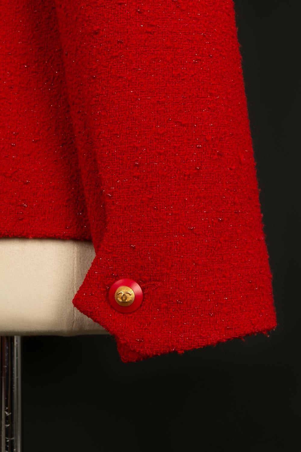 Chanel Red Wool Sewn with Sequins and Silk Lining Suit Fall, 1993 4