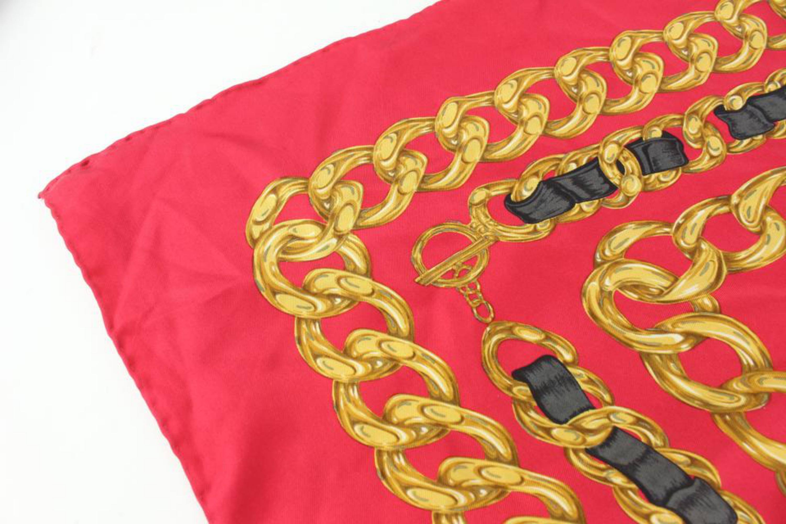 Women's Chanel Red x Black x Gold Chain CC Belt Silk Scarf 112c29 For Sale
