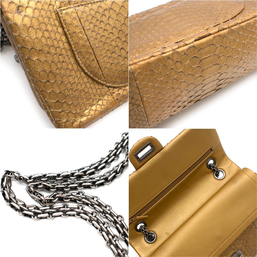 Chanel Reissue 225 Double Flap Bag in Matte Gold Python For Sale 4