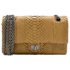 Chanel Reissue 225 Double Flap Bag in Matte Gold Python