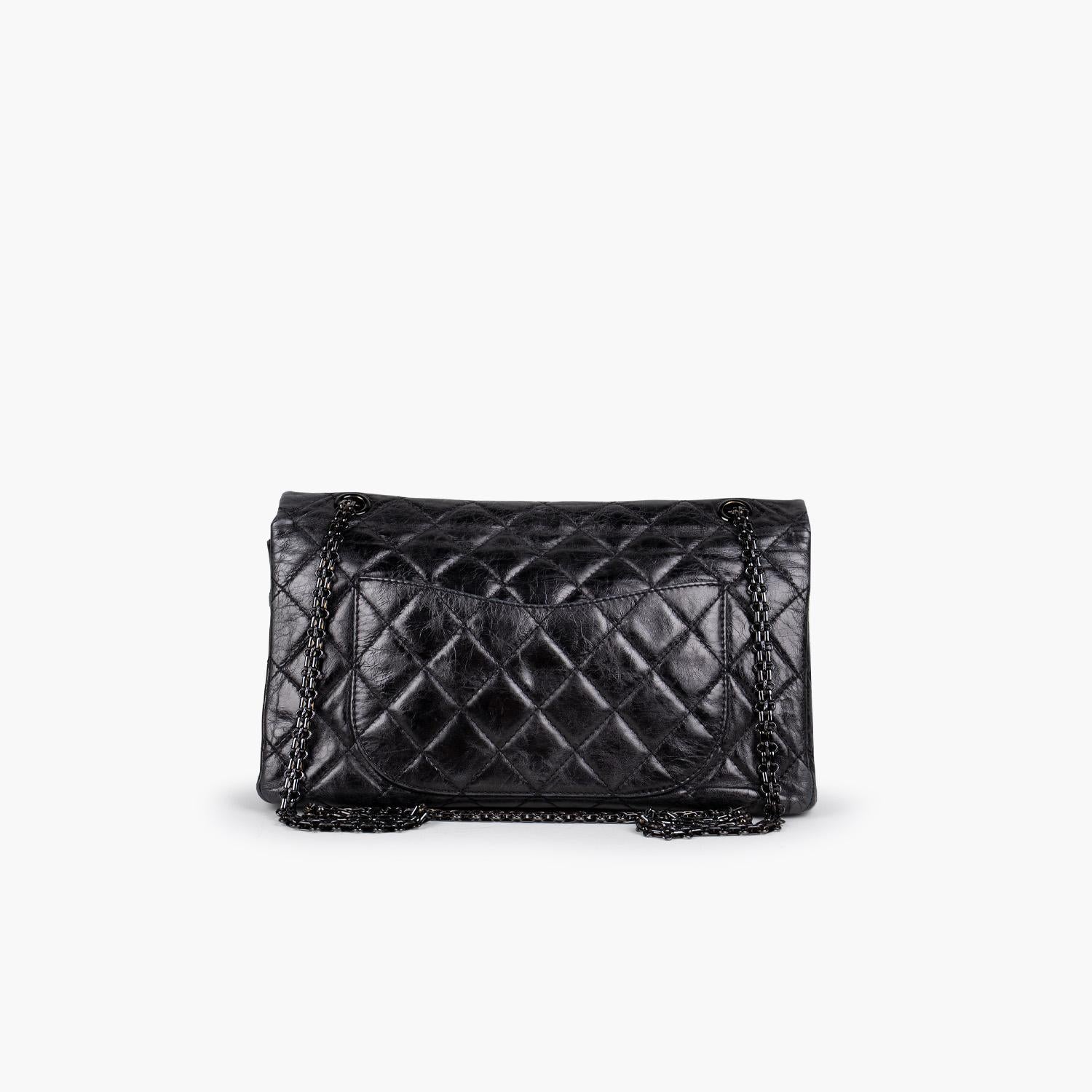 Black Chanel Reissue 227 Double Flap Bag For Sale