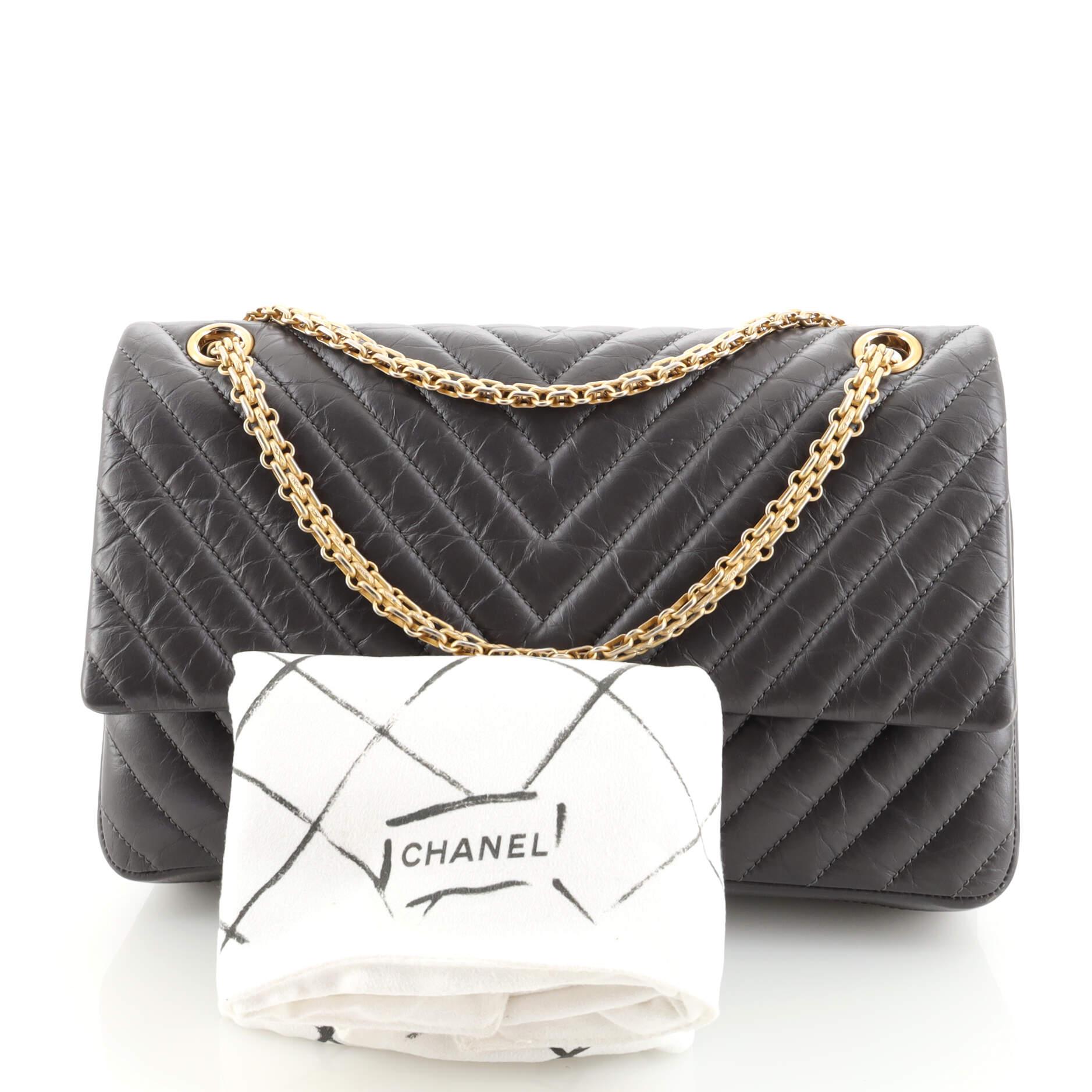 Chanel 2.55 Reissue Chevron 224 Flap Bag - So Black at 1stDibs