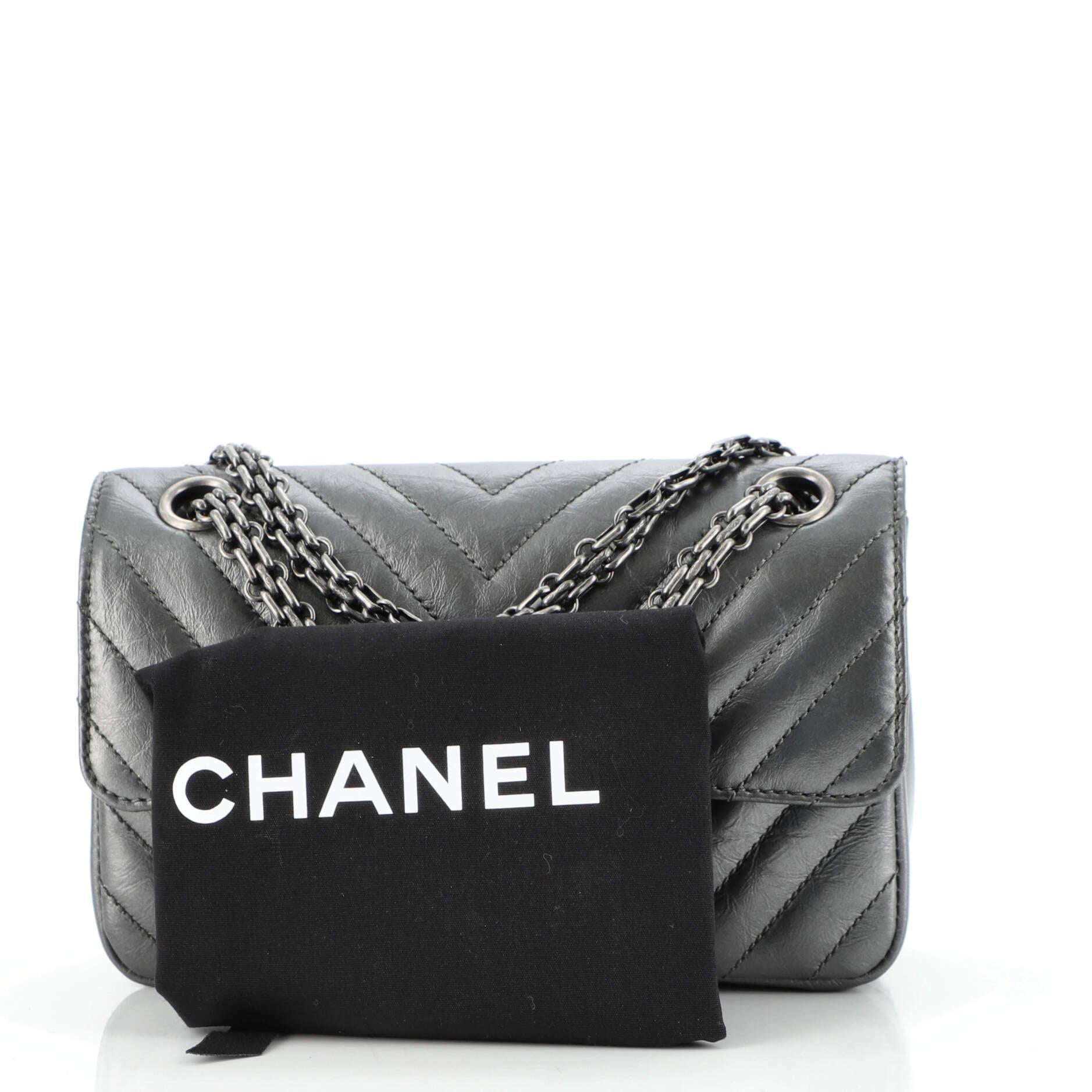 Chanel Reissue 2.55 Flap Bag Chevron Aged Calfskin Mini at 1stDibs