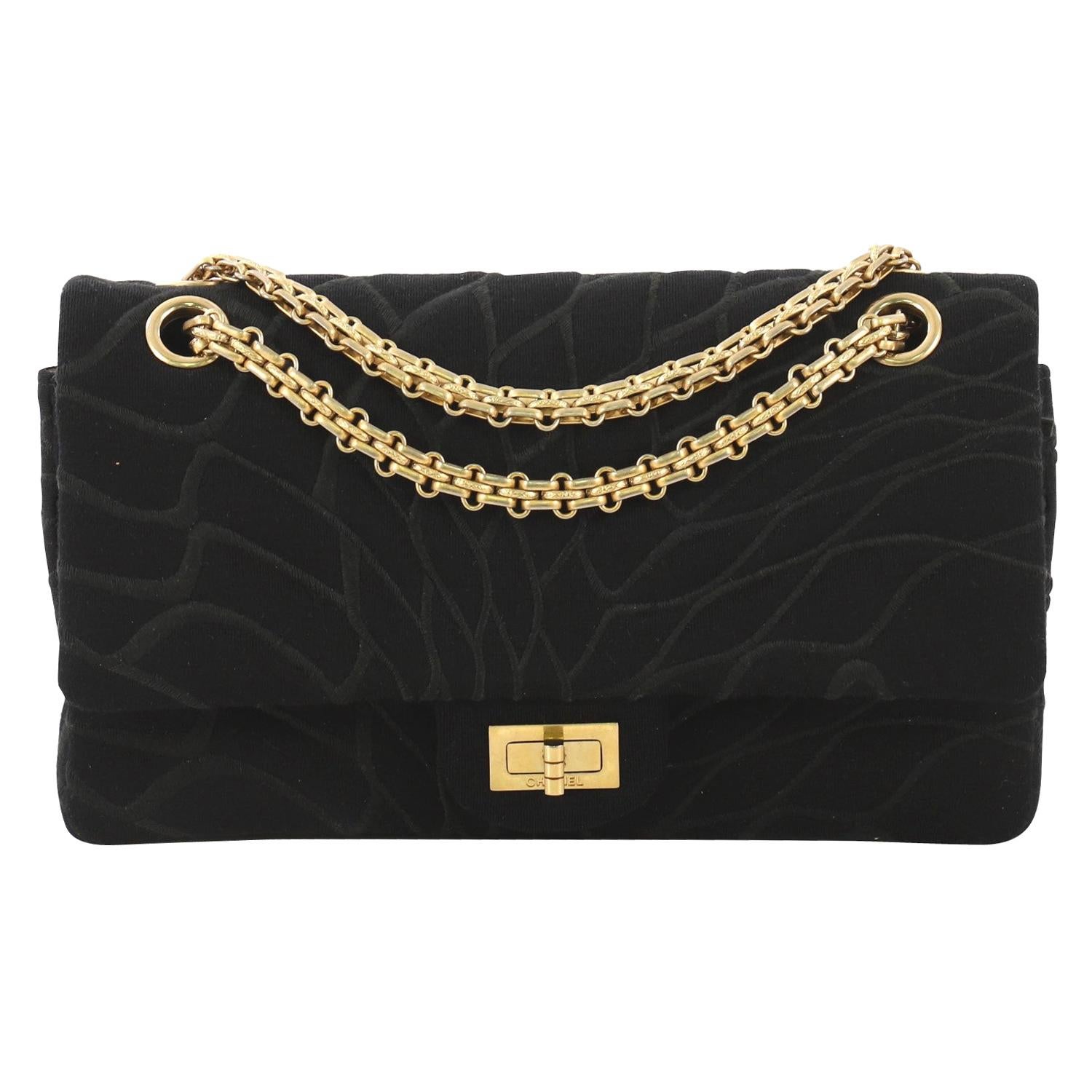 Chanel Reissue 2.55 Flap Bag Embroidered Jersey 225 at 1stDibs