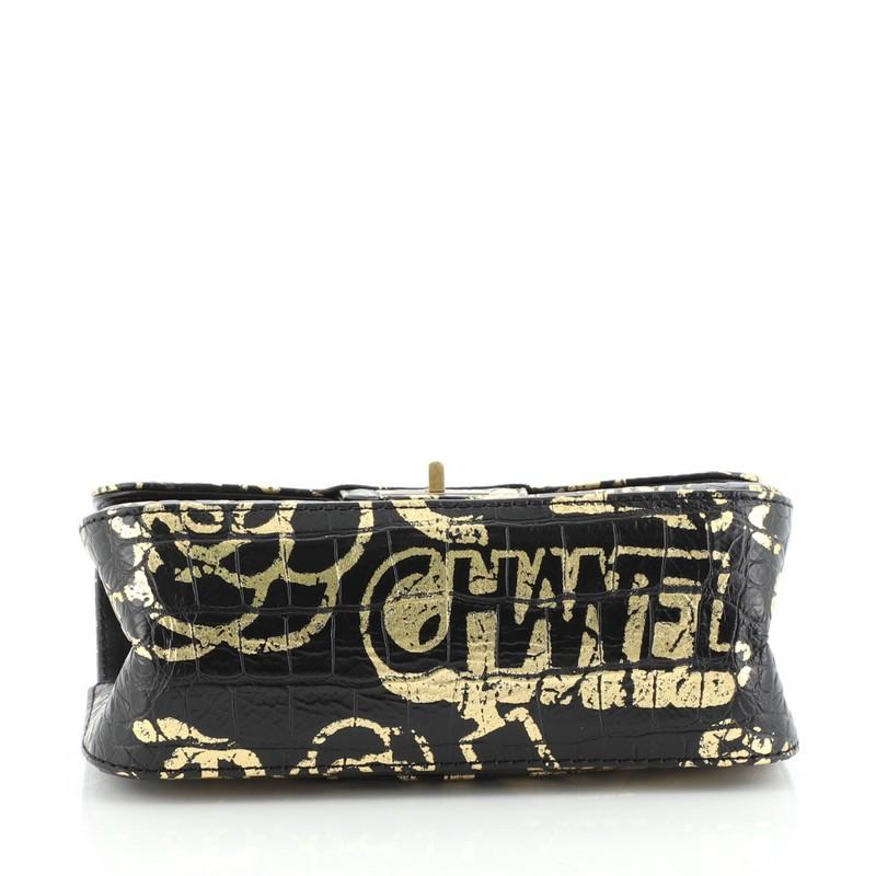 Women's or Men's Chanel Reissue 2.55 Flap Bag Graffiti Crocodile Embossed Calfskin Mini