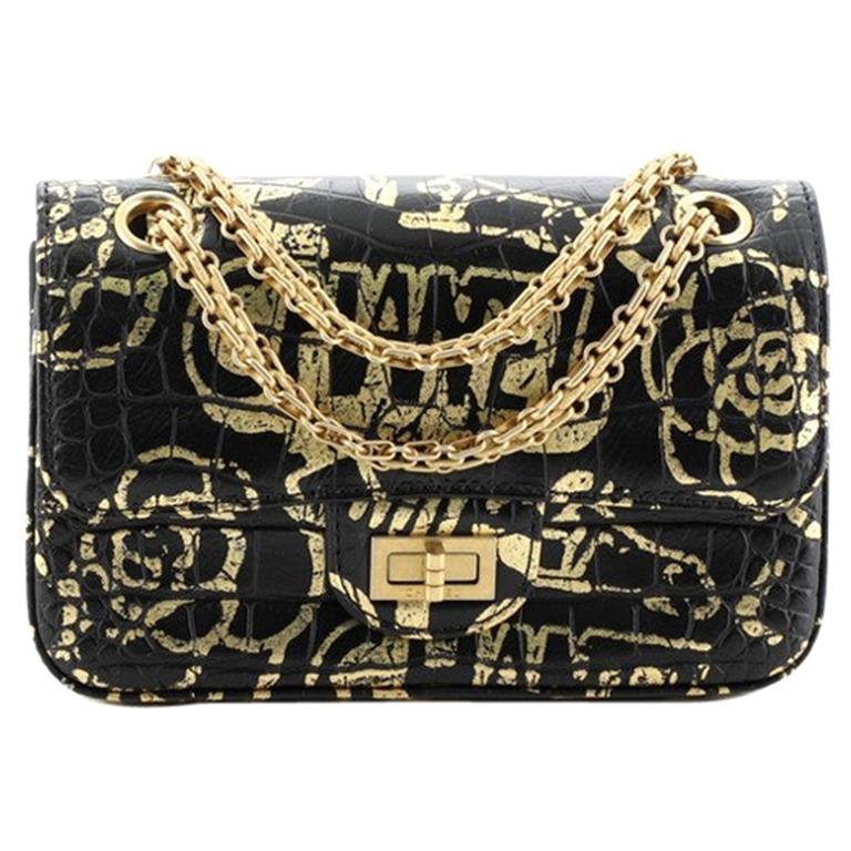 Chanel Reissue 2.55 Flap Bag Graffiti Crocodile Embossed Calfskin Mini