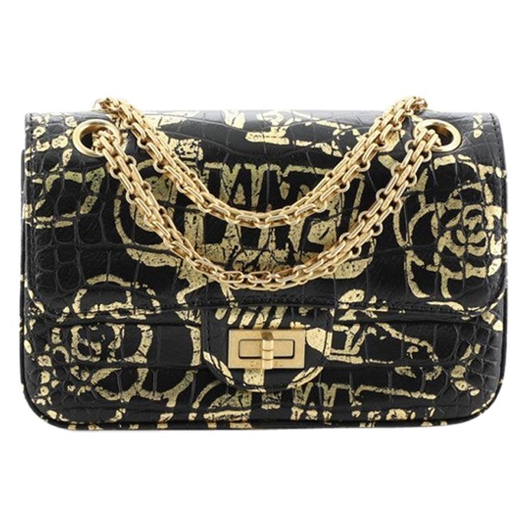 Chanel Reissue 2.55 Flap Bag Graffiti Crocodile Embossed Calfskin Mini