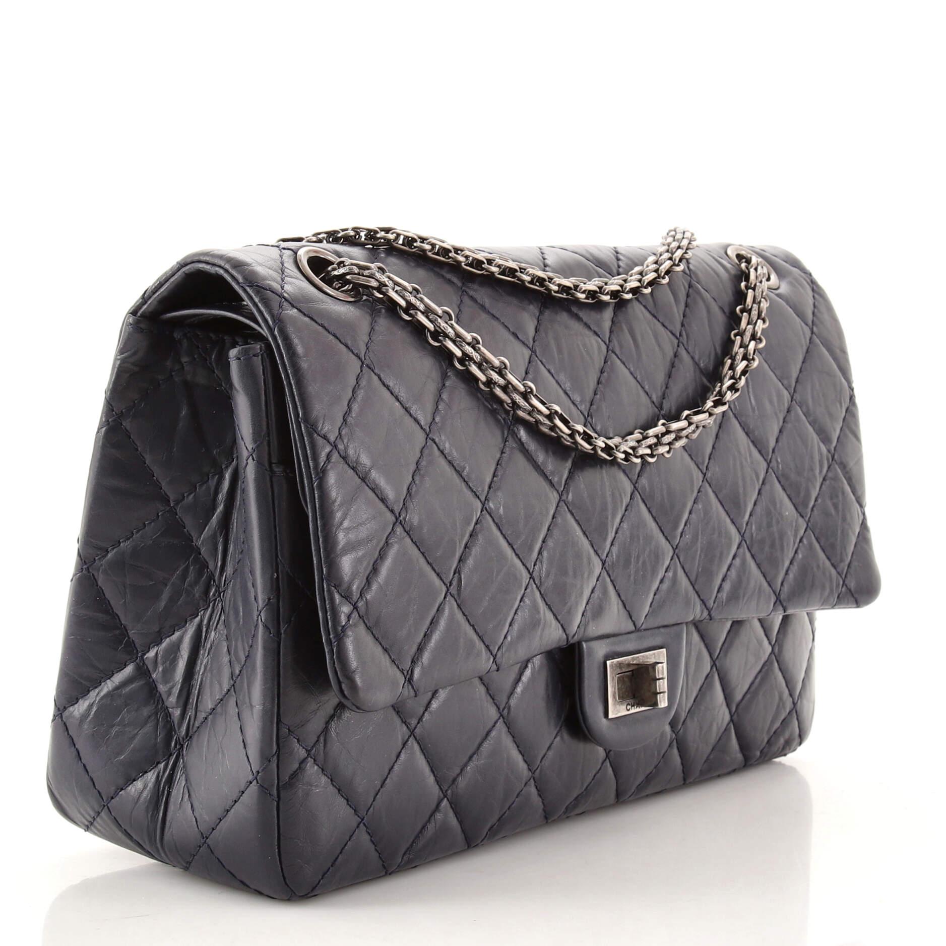 Black Chanel Reissue 2.55 Flap Bag Quilted Aged Calfskin 226