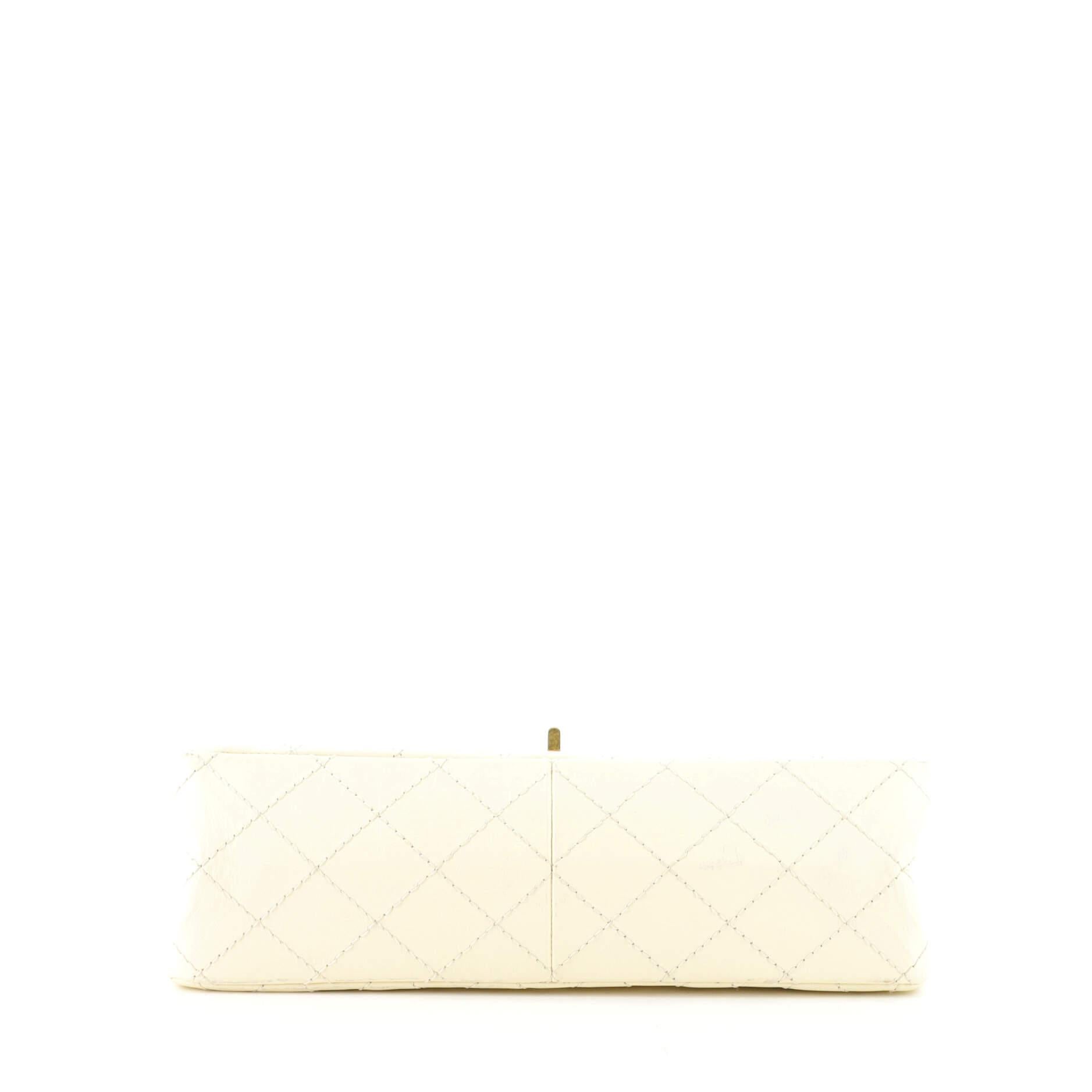 White Chanel Reissue 2.55 Flap Bag Quilted Aged Calfskin 226