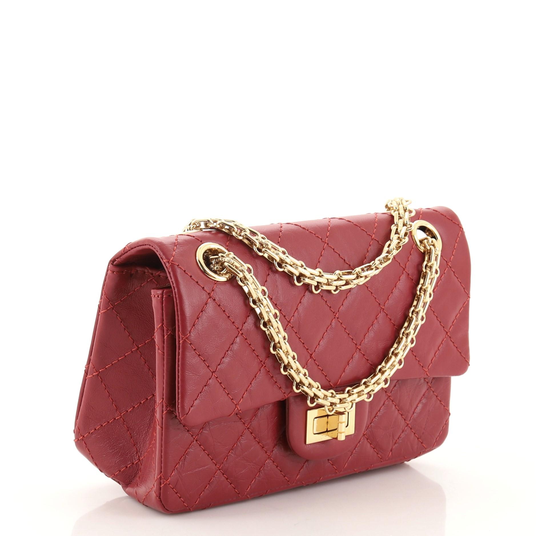 Brown Chanel Reissue 2.55 Flap Bag Quilted Aged Calfskin Mini