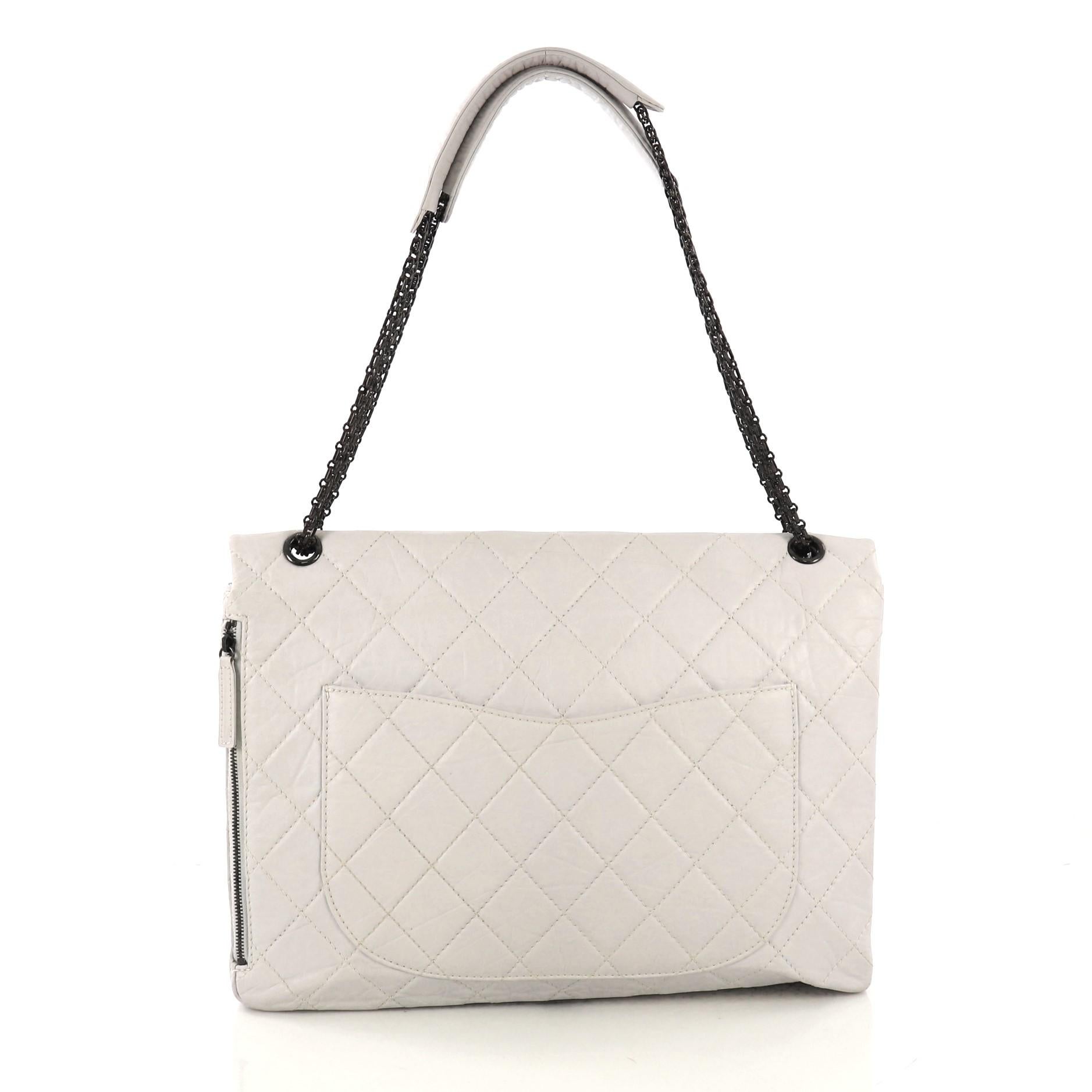 Beige Chanel Reissue 2.55 Flap Bag Quilted Aged Calfskin XL