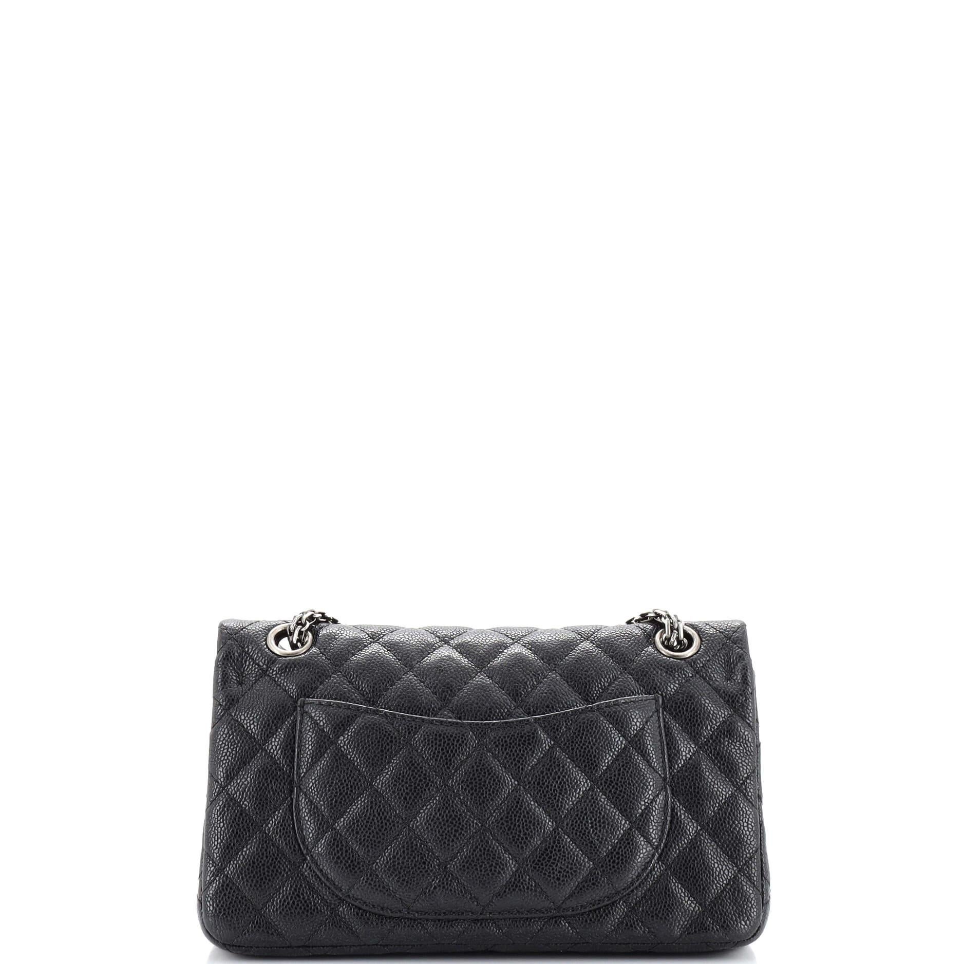 Chanel Reissue 2.55 Flap Bag Quilted Caviar 225 In Good Condition In NY, NY