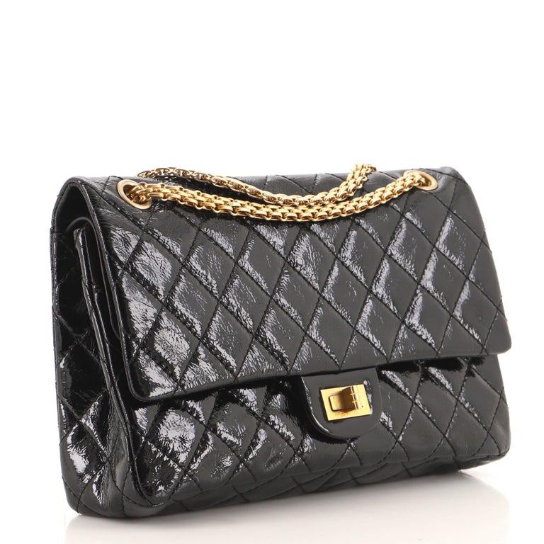 Chanel Black Quilted Caviar Patent Leather Reissue 2.55 Classic 226 Flap  Bag at 1stDibs