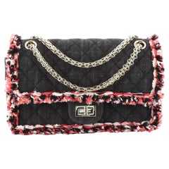 Chanel Reissue 2.55 Flap Bag Quilted Denim with Tweed Fringe 225
