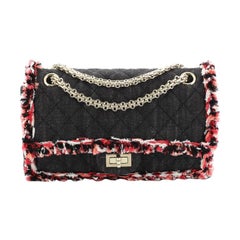 Chanel Reissue 2.55 Flap Bag Quilted Denim with Tweed Fringe 225