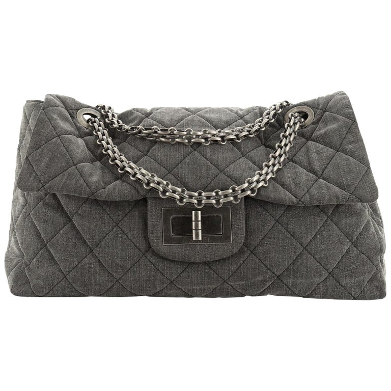 Chanel Reissue 2.55 Flap Bag Quilted Denim XXL at 1stDibs