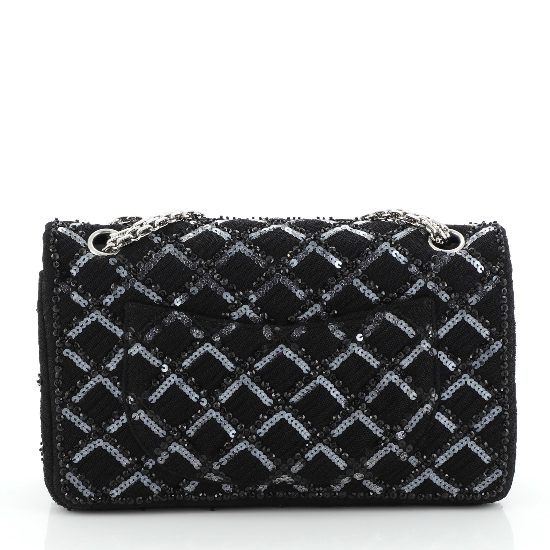 Chanel Reissue 2.55 Flap Bag Quilted Embellished Grosgrain 225 In Good Condition In NY, NY