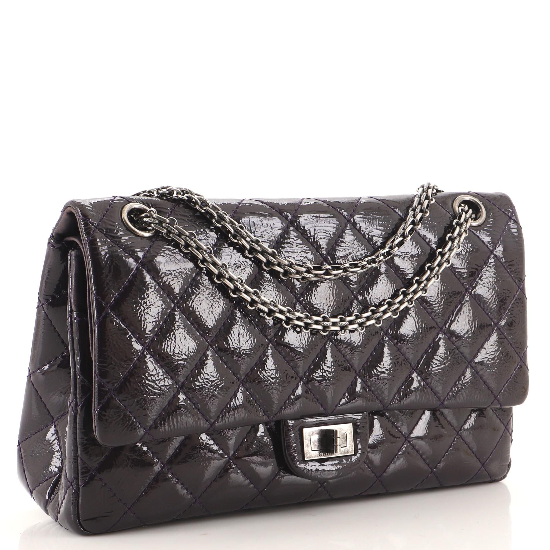Black Chanel Reissue 2.55 Flap Bag Quilted Glazed Calfskin 226