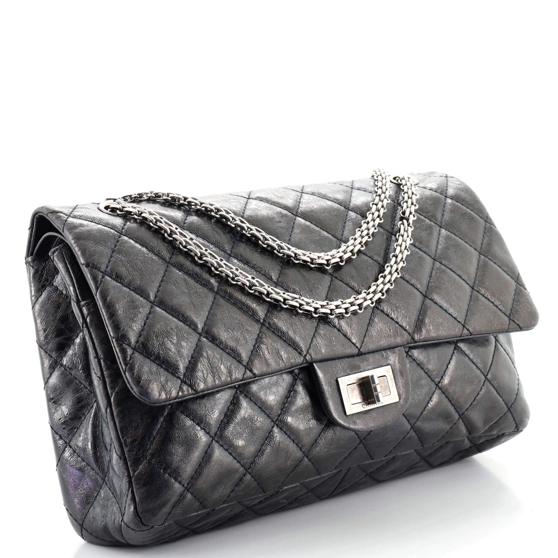 Black Chanel Reissue 2.55 Flap Bag Quilted Glazed Calfskin 227