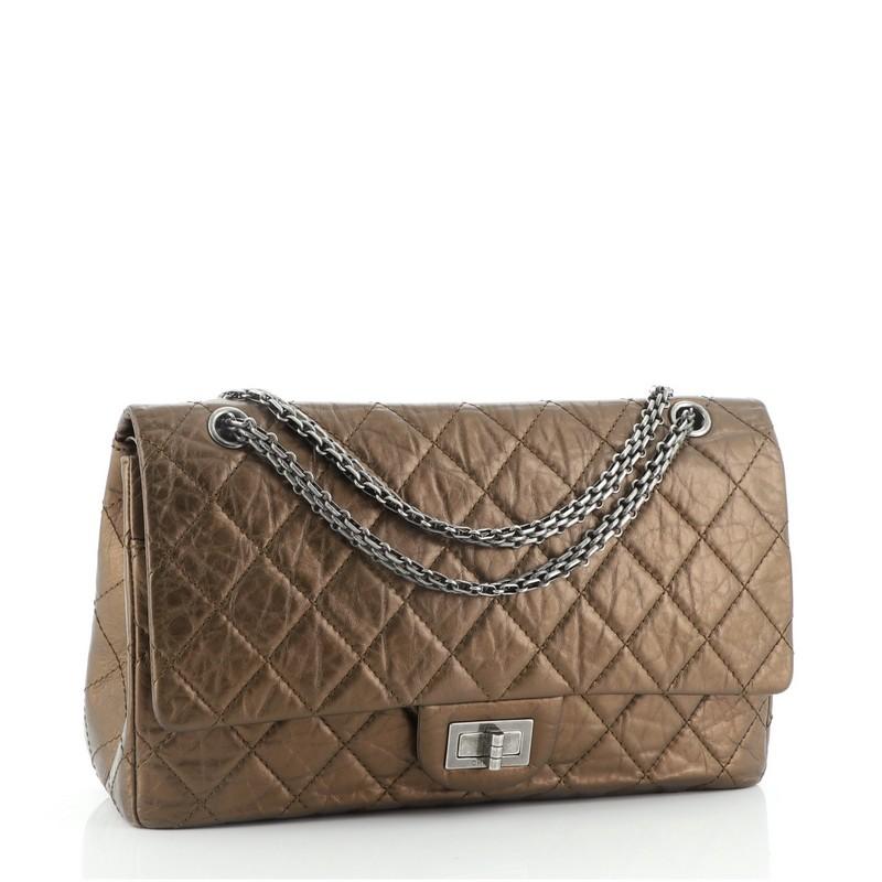 Brown Chanel Reissue 2.55 Flap Bag Quilted Metallic Aged Calfskin 227