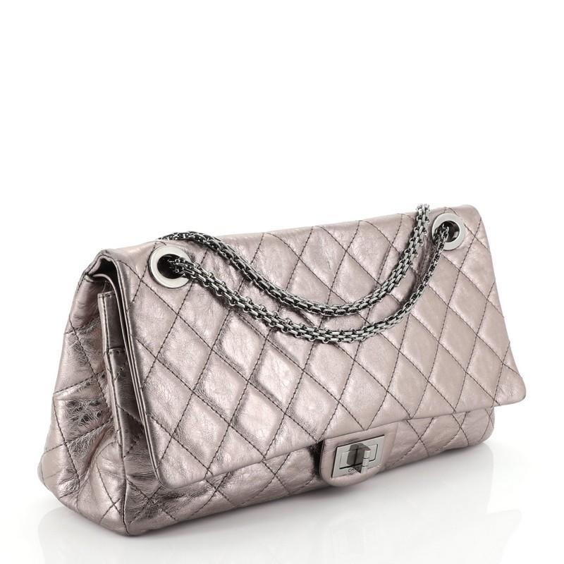 Gray Chanel Reissue 2.55 Flap Bag Quilted Metallic Aged Calfskin 228