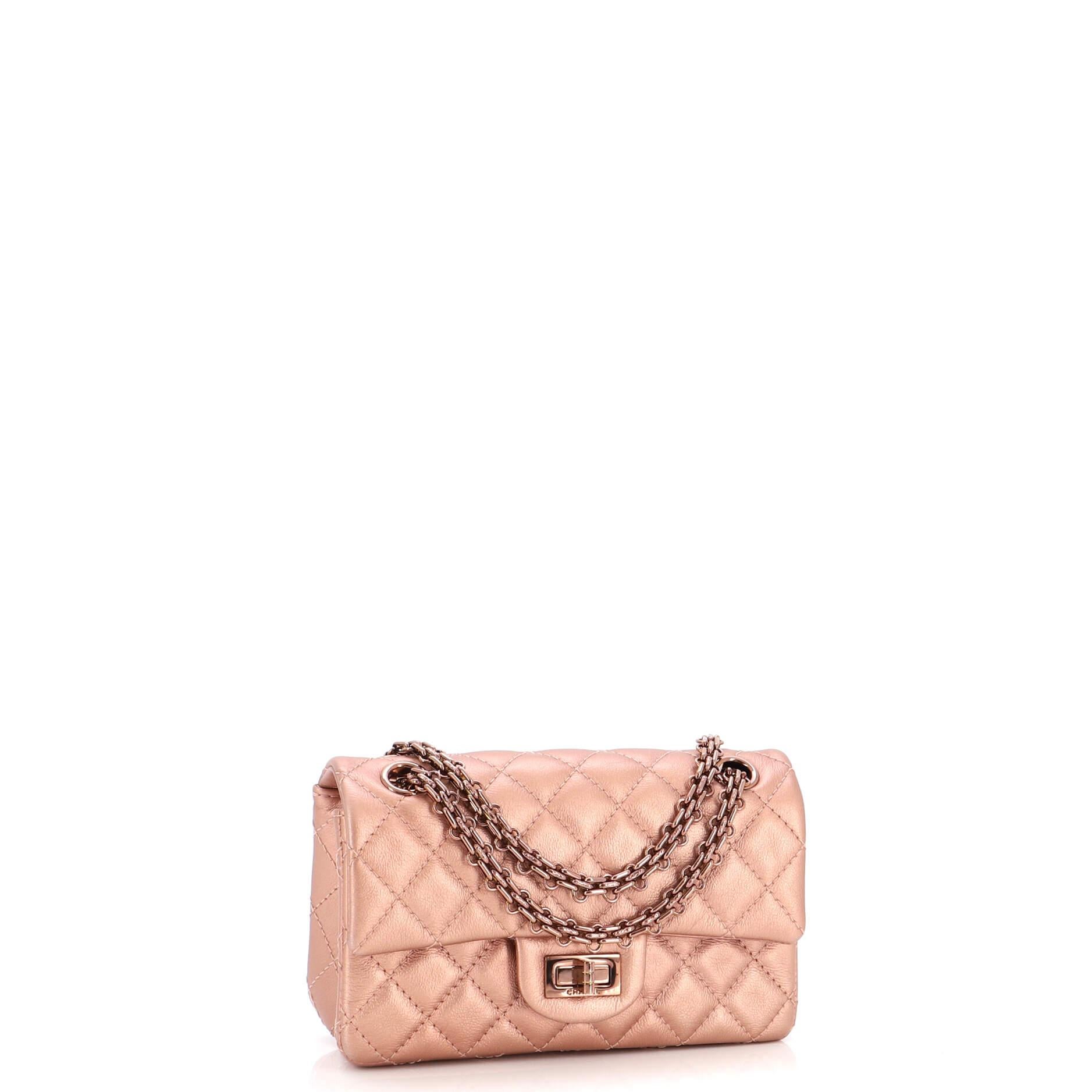 Chanel Reissue 2.55 Flap Bag Quilted Metallic Calfskin Mini In Good Condition In NY, NY